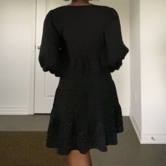 Black A-line Mini Cotton Dress - Picture 3 of 4